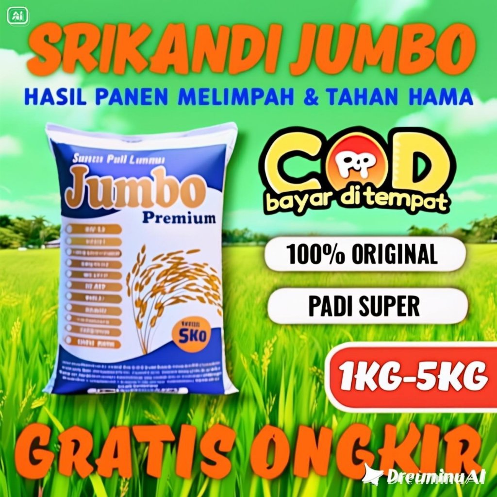 SANGHYANG SRI- Benih Padi Bibit Padi SRIKANDI JUMBO Kemasan 1kg-5kg padi Kuning Bersih