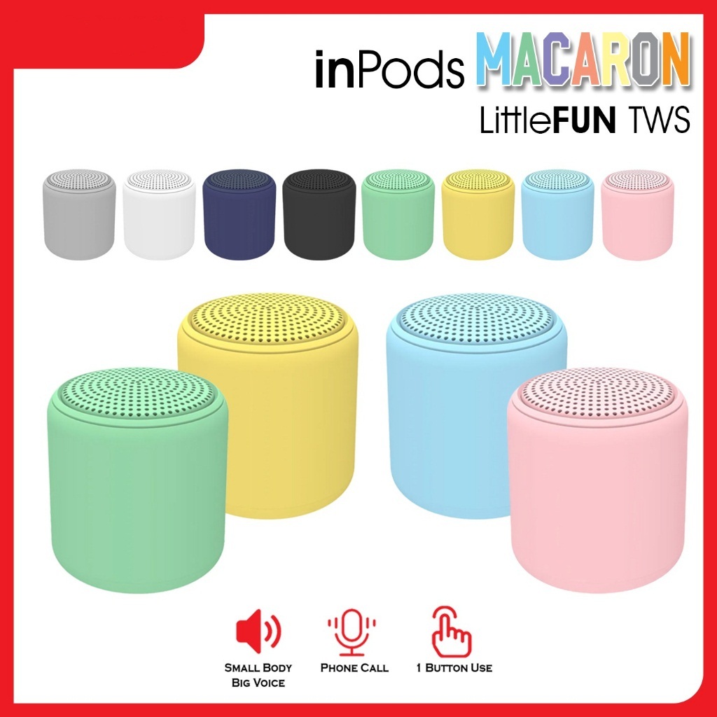 Mini Speaker Bluetooth Macaron Inpods i12 Little FUN Bisa TWS 2in1 HIFI Music BOX Stereo Mega Bass W