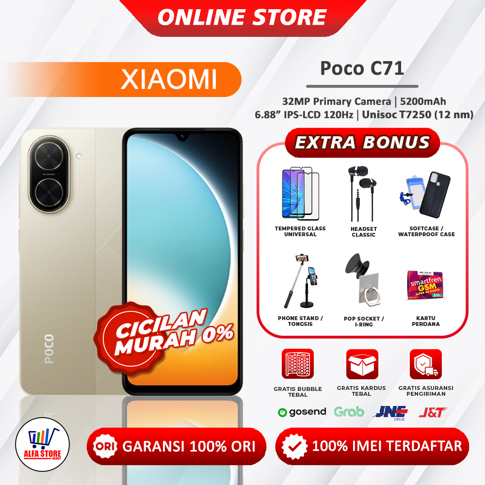 xiaomi poco c71 ram 4/128gb poco c40 ram 4/64gb garansi resmi poco pocophone
