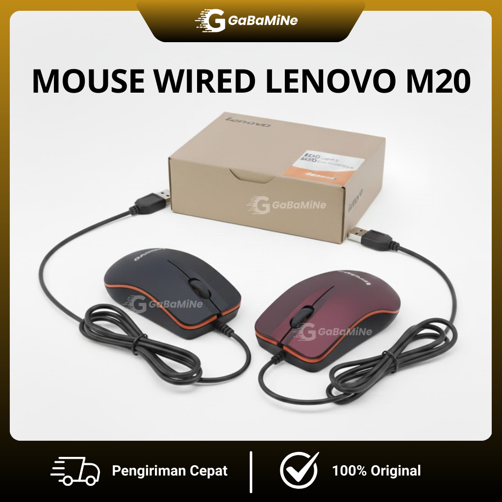 Mouse Wired Lenovo M20 USB Optic / Mouse Komputer Laptop Mini Kabel / Mouse Lenovo M20 Original Kual