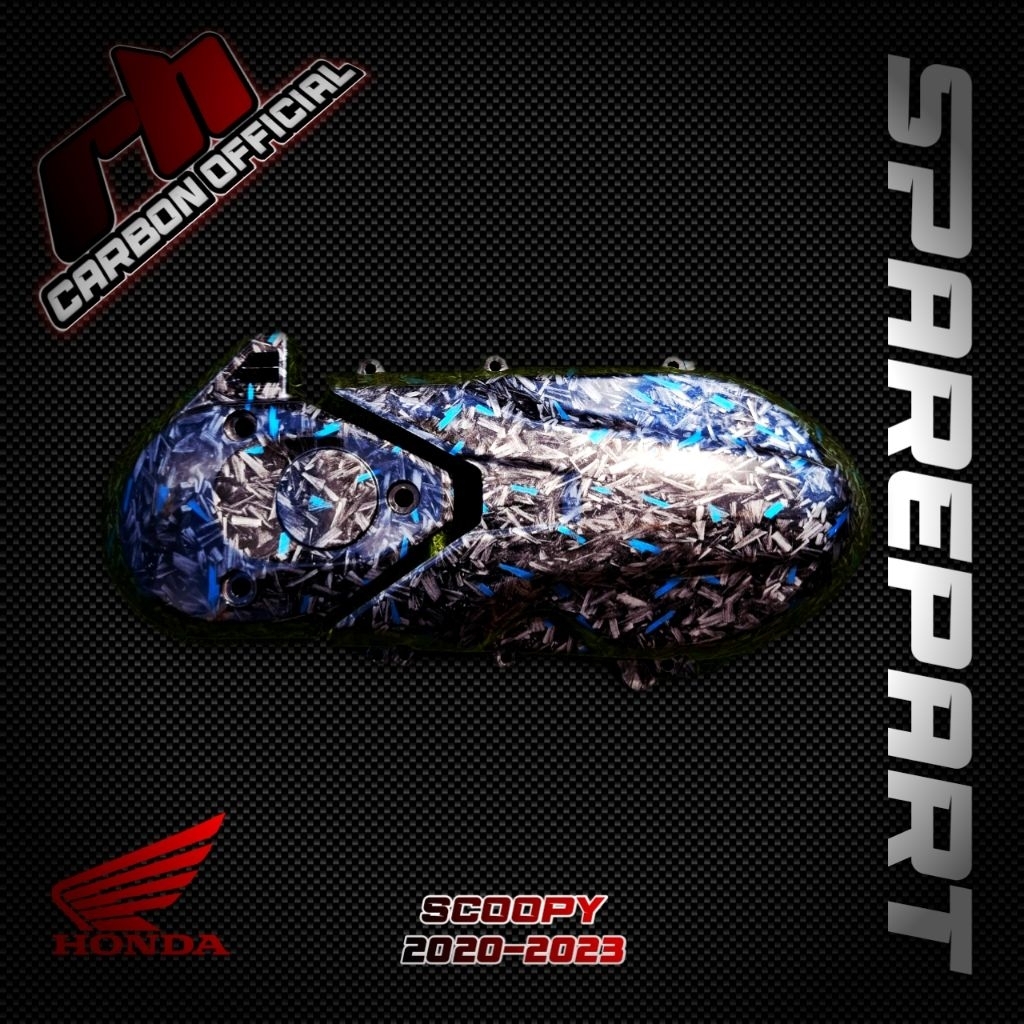 PAKET CVT SCOOPY TAHUN 2020-2023 CARBON FORGED BIRU CARBON WTP