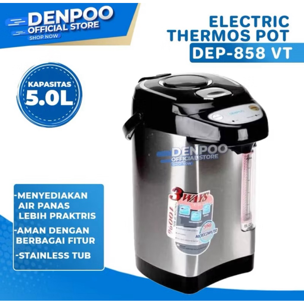 Denpoo DEP-858VT Electro Pot / Termos Listrik Air Panas [5 Liter] Thermos listrik Denpoo Kapasitas 5