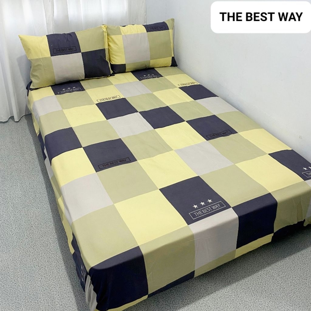 BISA COD SPREI THE BEST WAY WARNA KUNING ABU ESTETIK KAMAR MINIMALIS 180 X 200 SEPREI KATUN MURAH 18