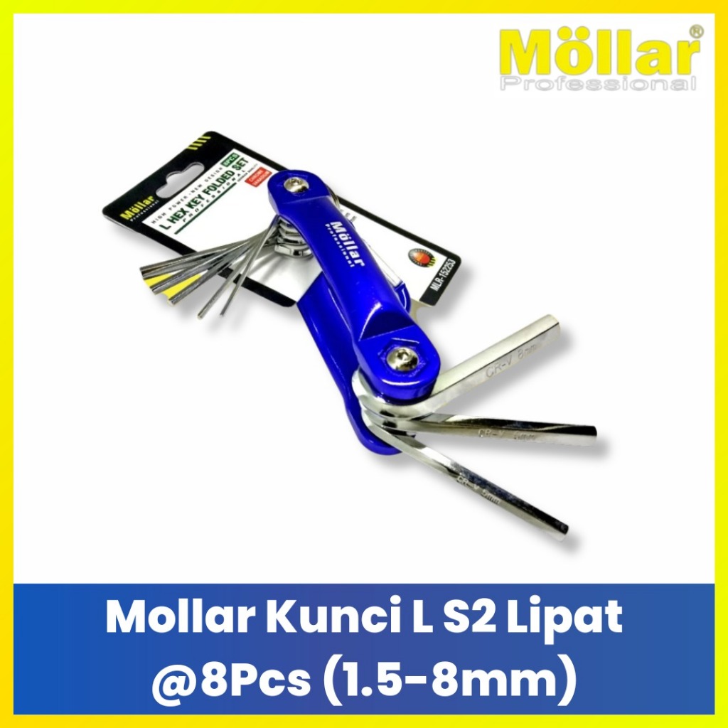 MOLLAR Kunci L Set 8 Pcs Lipat Original S2 Steel Presisi Alat Perkakas Tukang Murah