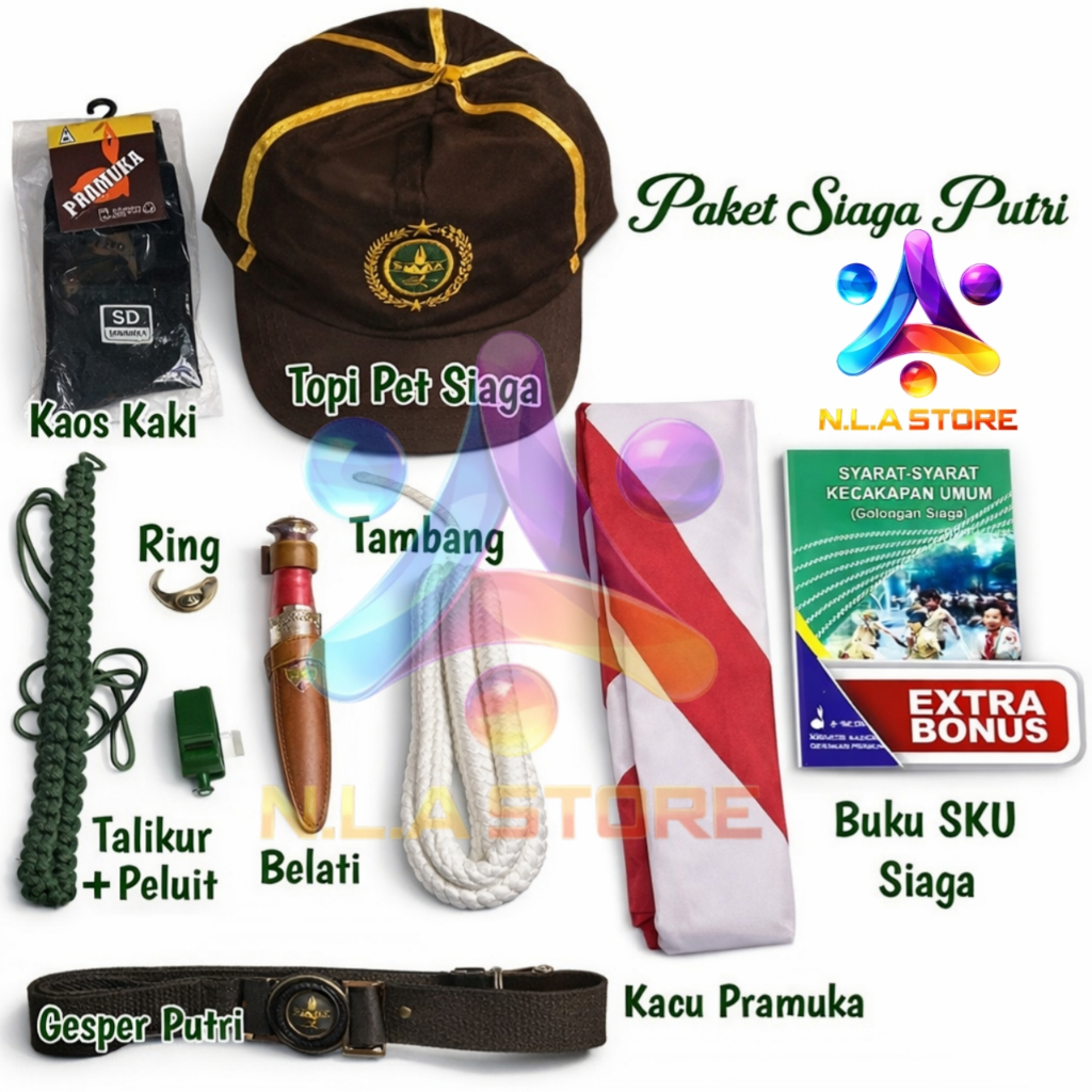 Paket Atribut Perlengkapan Pramuka Tingkat Siaga Putri SD Kelas 1-3