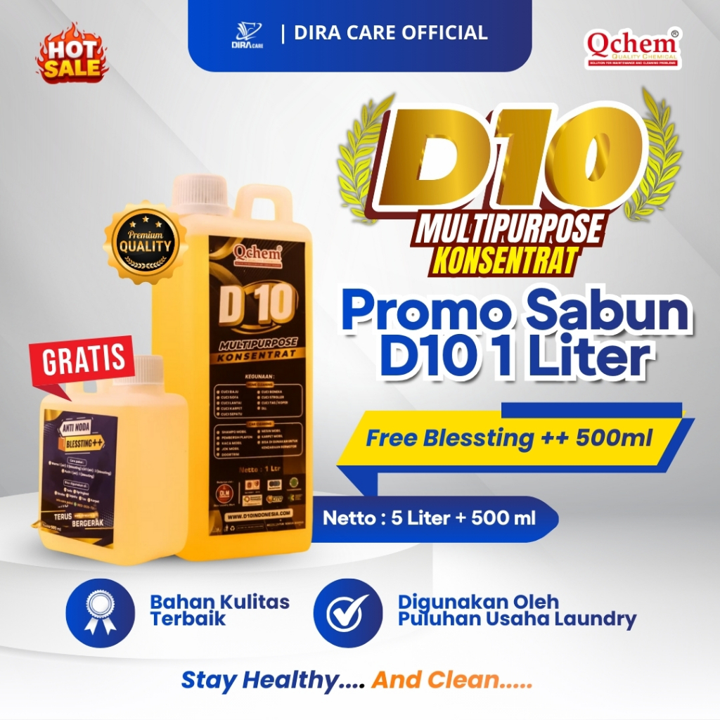 Sabun Cuci Sepatu Konsentrat Rendah Busa..PROMO  SABUN D10 1LTR FREE ANTI NODA ++ 500ML