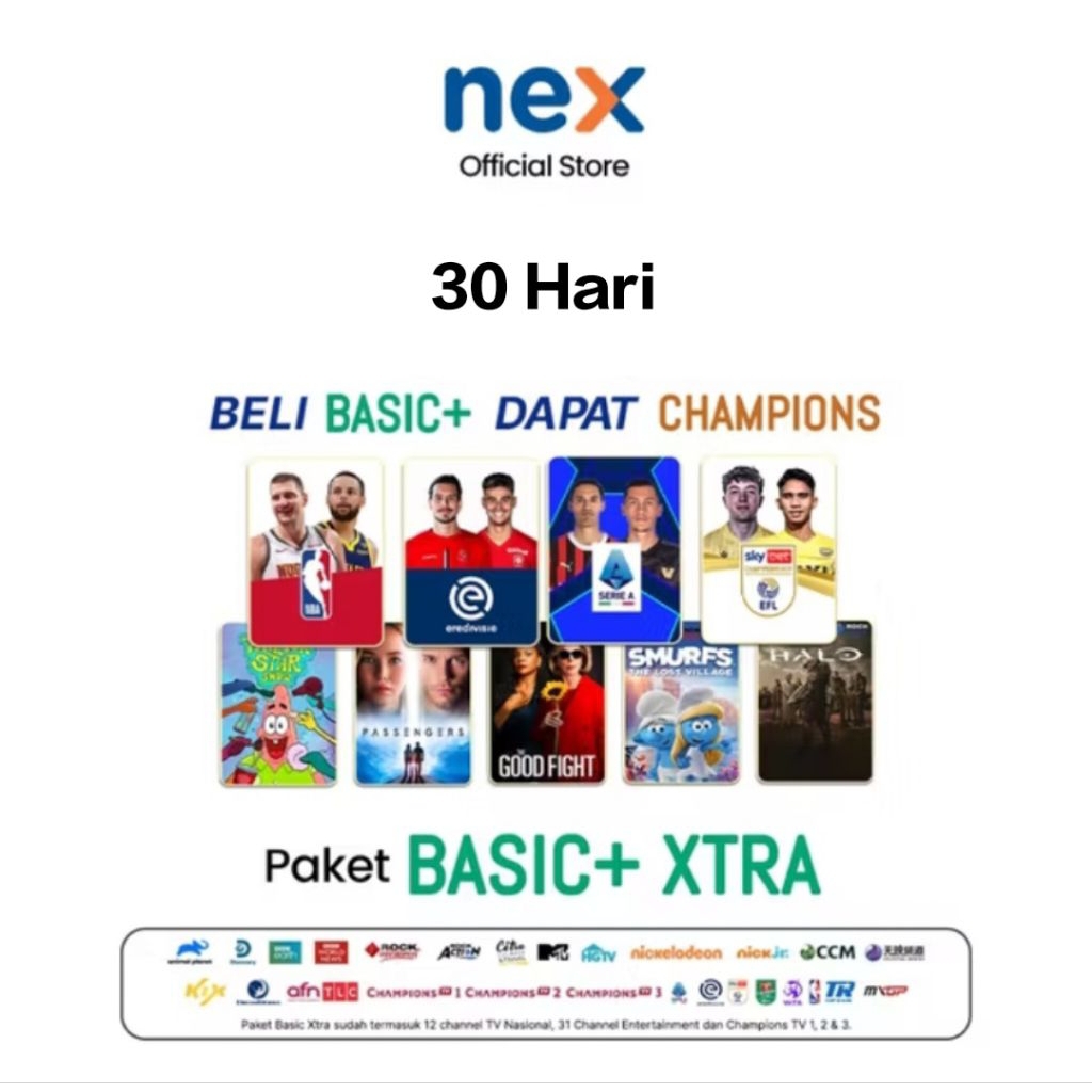 Voucher Paket Basic+ Xtra 6501 30 Hari Nex Parabola Matrix Garuda