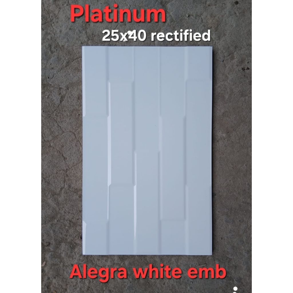 Keramik Dinding Licin Platinum Alegra White Embossed Ukuran 2540
