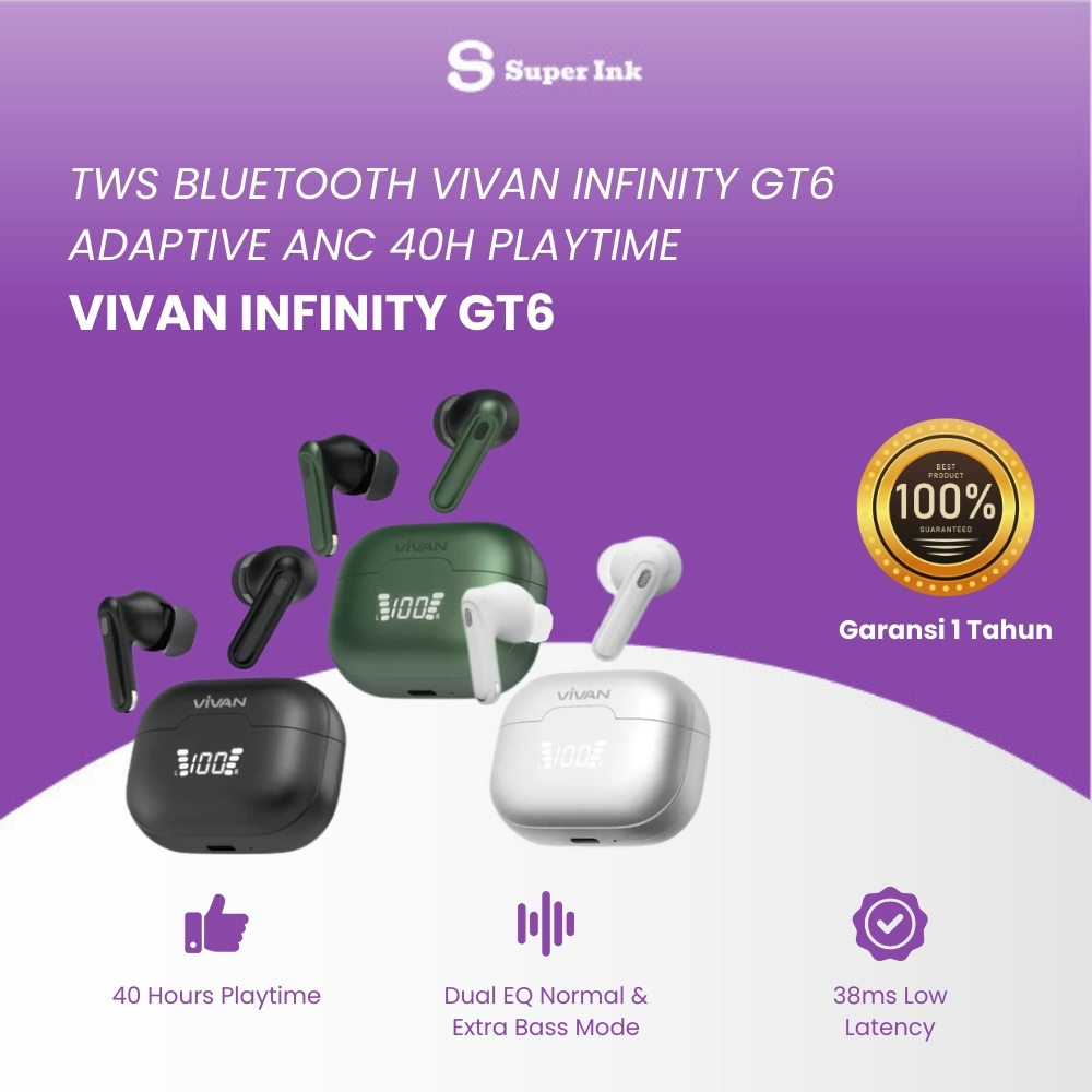 Earbuds TWS Bluetooth ANC VIVAN Infinity GT6