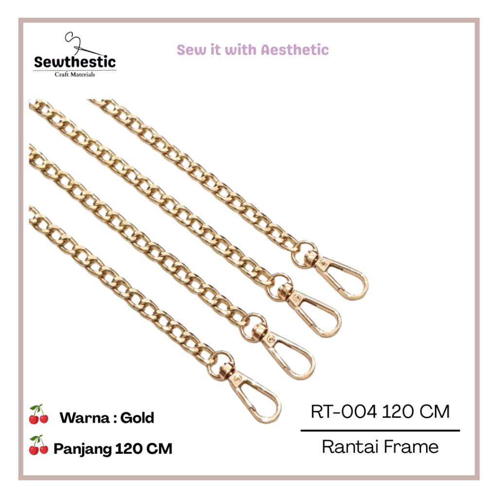 RT-004 | 120 CM | Rantai Tas Metal Alloy 120 cm | Tali Selempang Tas Gold