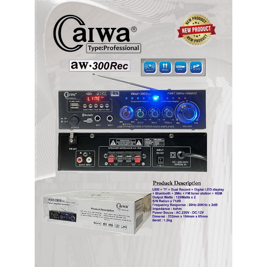 Ampli / Amplifier / Ampli Mini / Amplifier Karaoke / Amplifier Digital Karaoke / Power Amplifier Blu