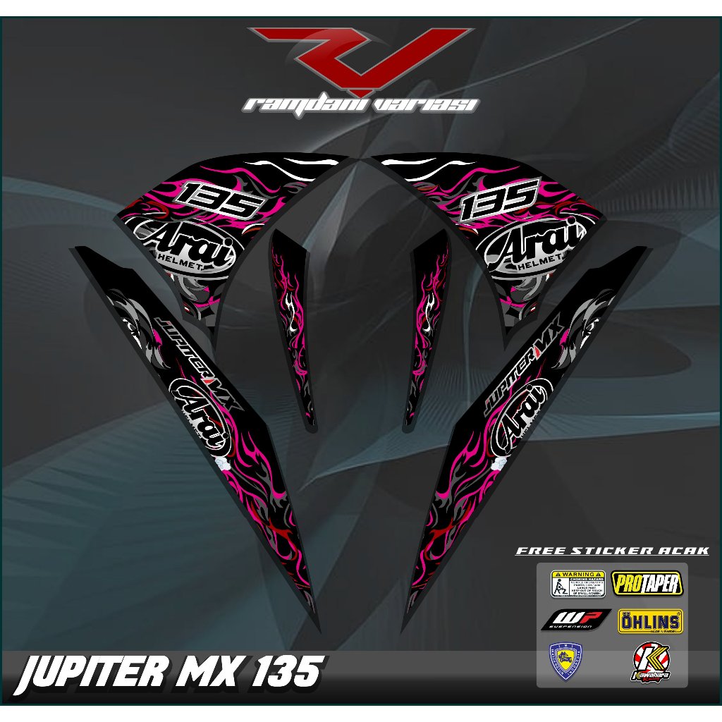 STRIPING STIKER JUPITER MX 135/STIKER MX NEW/STRIPING VARIASI MOTOR MX 135 NEW MTF ARAI KEREN