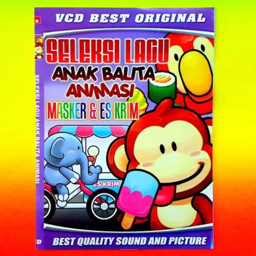 Kaset VCD Seleksi Lagu Anak Balita Animasi Masker & Es Krim