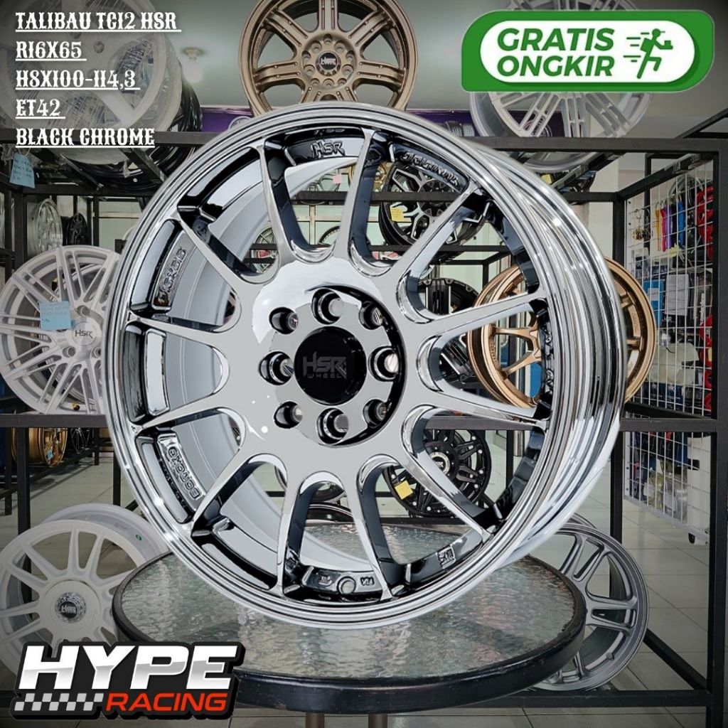 Velg Racing Mobil JAZZ , FREED , YARIS HSR TALIBAU TC12 Ring 16 R16 Black Chrome