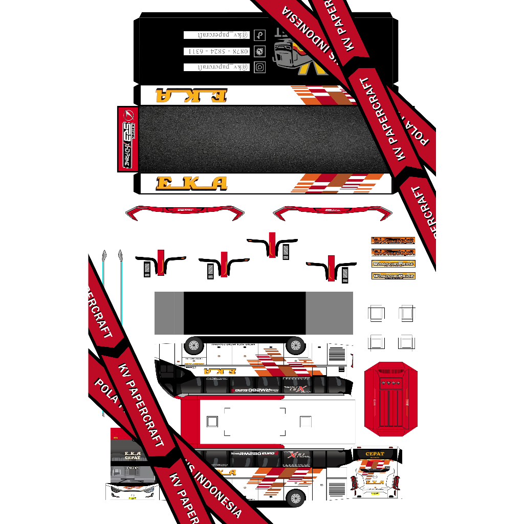 LEMBARAN Papercraft Bus Eka