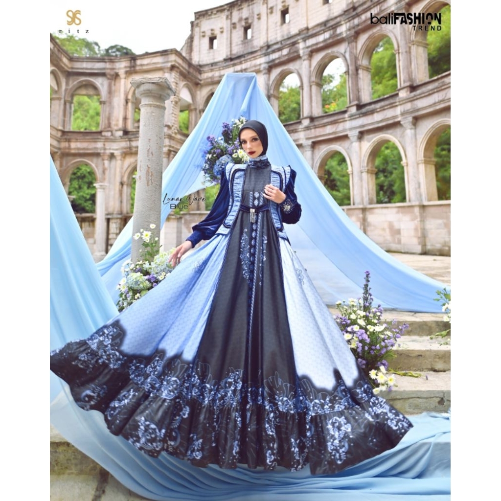 SET DRES PREMIUM / COUPLE PRINTING RITZ SYARI "LUNAR WAVE SERIES"