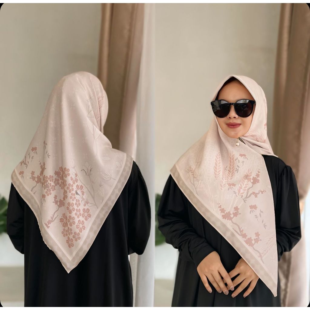 Hijab segi empat voal premium -  segi empat voal - jilbab segi empat voal motif - kerudung segi empa