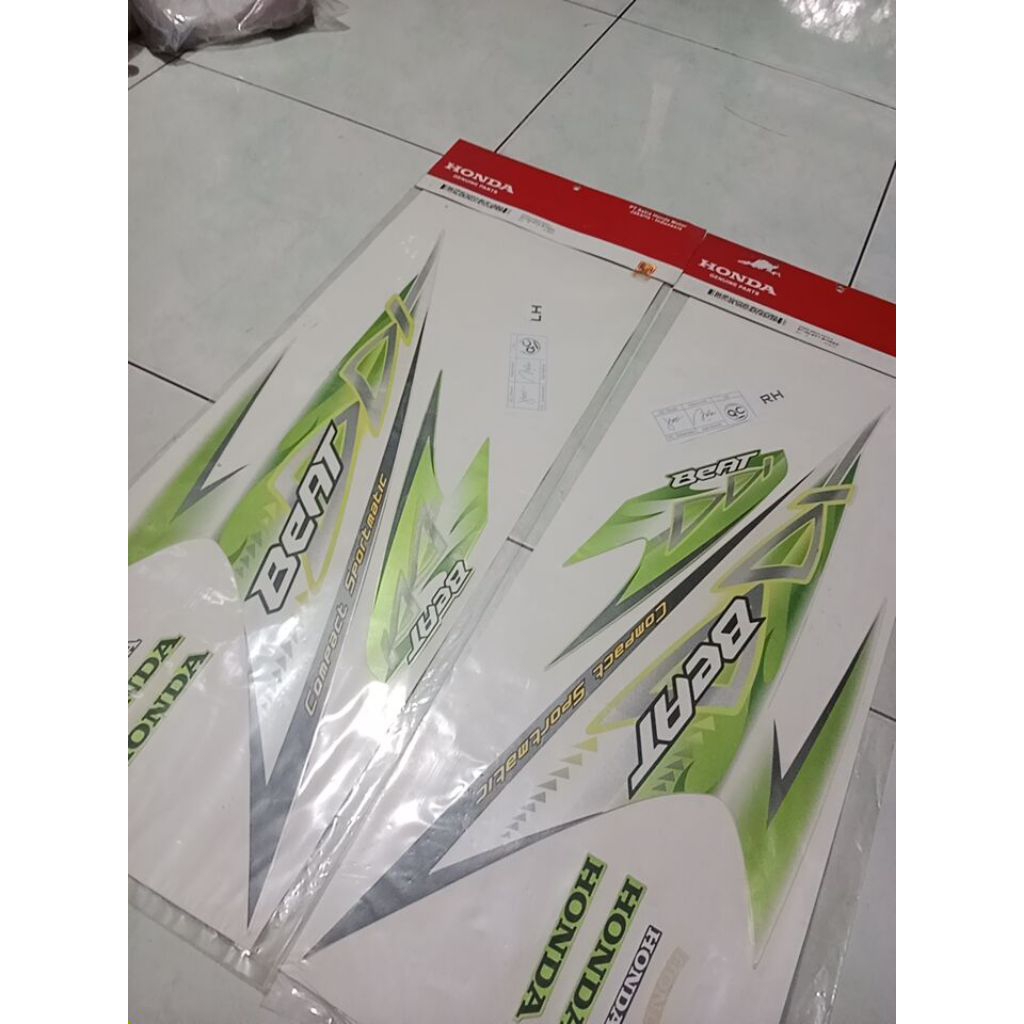 STRIPING BEAT KARBU PUTIH hijau SET 2012 ORI AHM 871X0-KVY-B10ZEL/B10ZER
