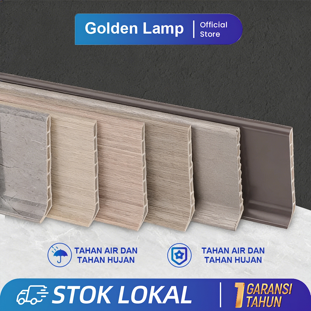 Plint PVC Skirting Lantai 3 Meter - Lis PVC Tinggi 7.5cm Motif Kayu & Marmer, Anti Air, Perekat, unt