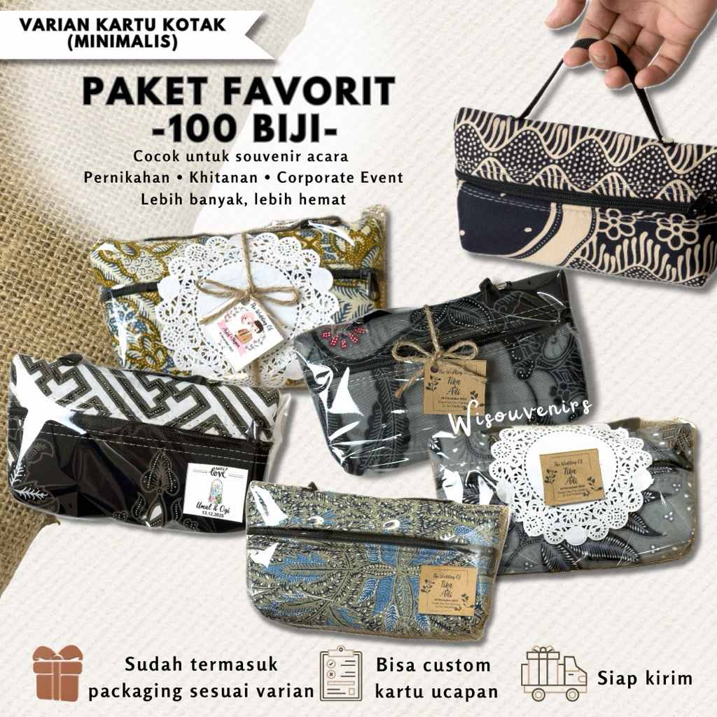 PAKET HEMAT 100 BIJI SOUVENIR HANDBAG BATIK SOUVENIR PERNIKAHAN HANDBAG BATIK SOUVENIR KHITANAN HAND