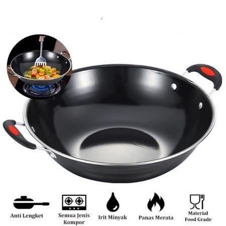Wajan Enamel Anti Lengket 34 cm Wajan Kuping Anti Gores Penggorengan Serbaguna Masak Peralatan Teflo