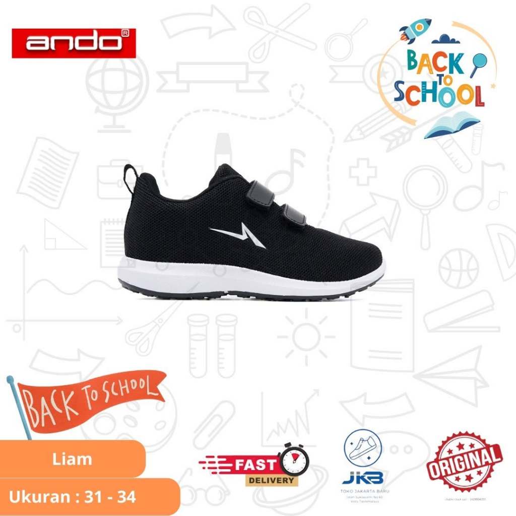 Sepatu Ando LIAM Sneakers Unisex - Hitam/Putih