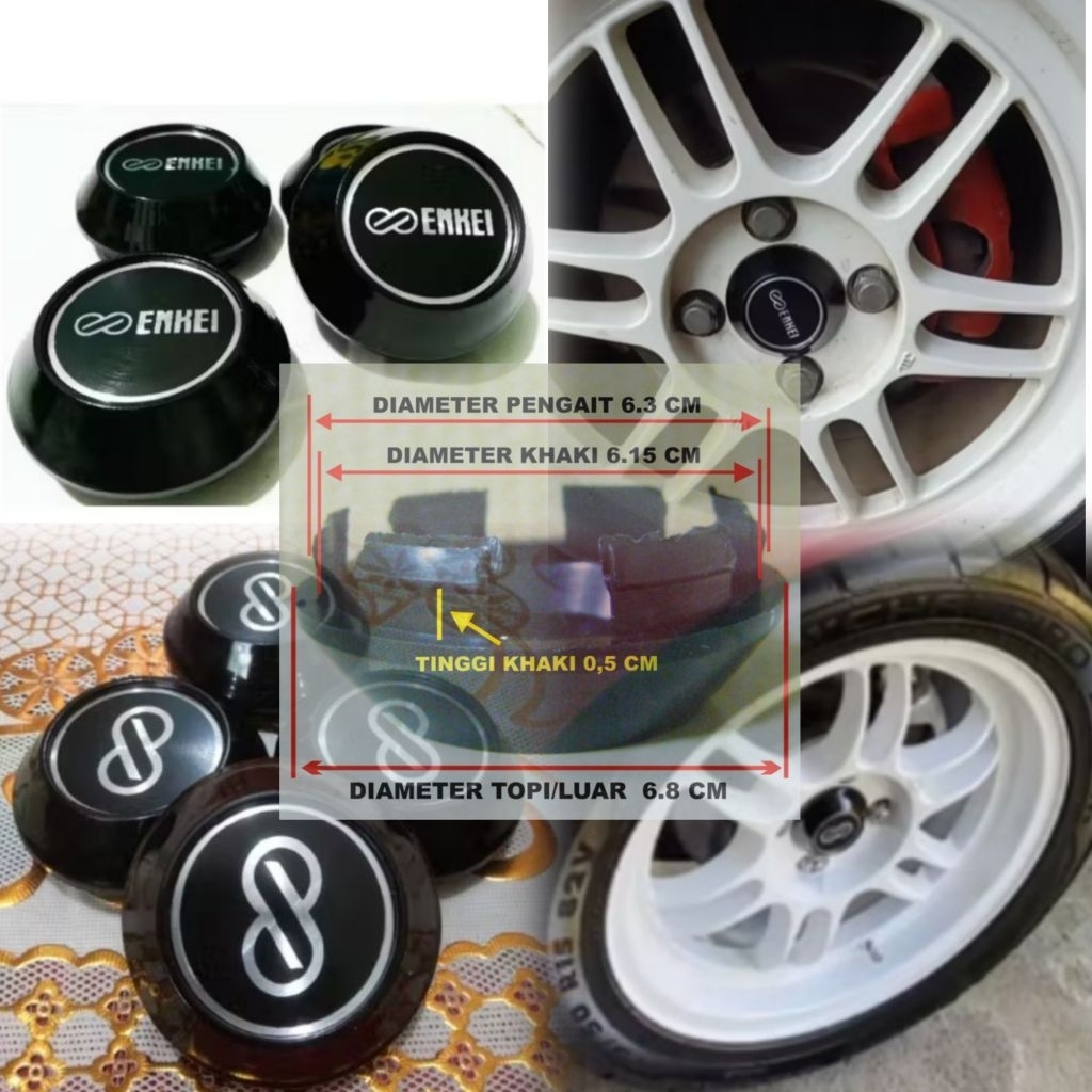 Dop Center Velg Enkei RPF1 Ring 15 Variasi Kerucut 6,8cm Atau tutup As roda mobil