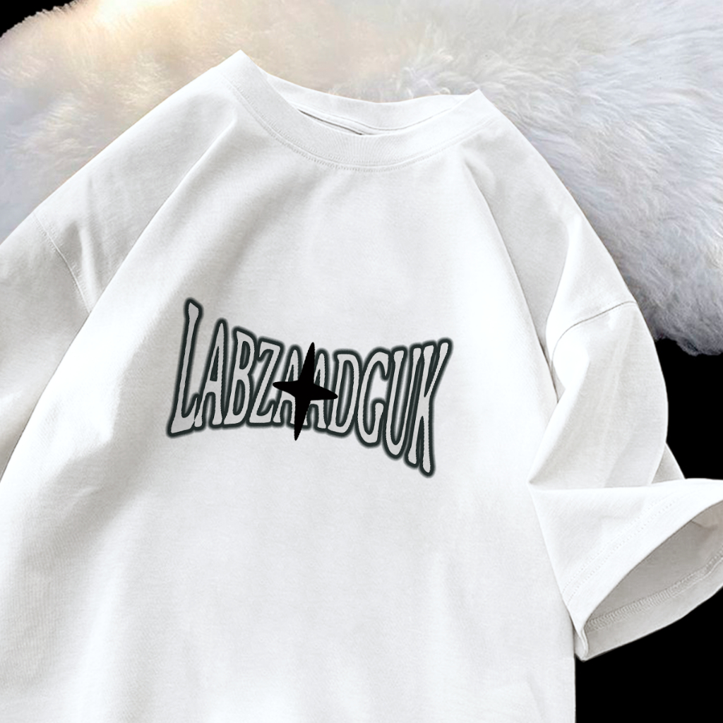 Fashion Kaos Oversize Wanita | letter Retro style Pattern Print |  Unisex Tee Putih  | Baju Model Se