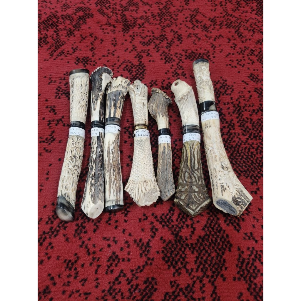 (GPX-83)Handycraft Kit Knife Pocket Handle&Cover Tanduk Rusa Baja D2Gold