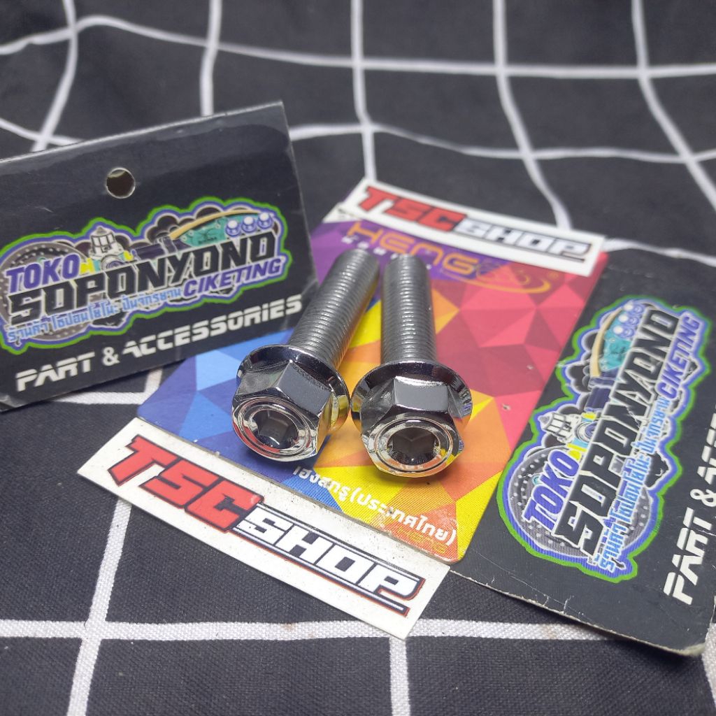 + ¥¤£ {TERMURAH}| BAUT SHOCK BELAKANG BAUT 14  STAINLESS GLOSSY MODEL 2KUNCI BY HENG ORIGINAL THAILA