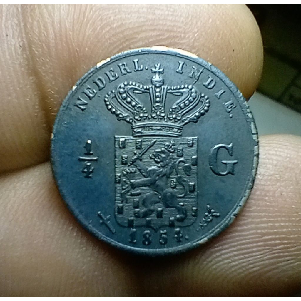 Koin Silver 1/4 G Nederland East Indie 1854