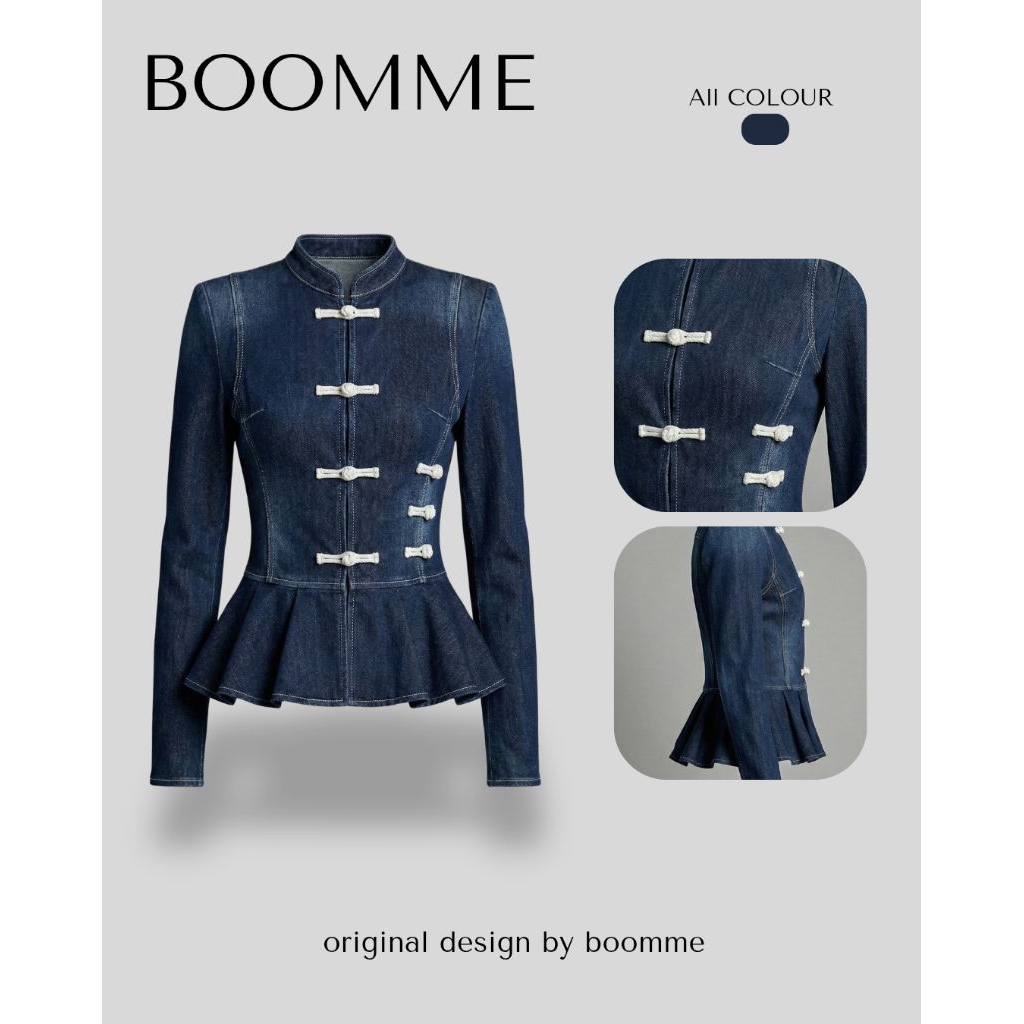 [CHONEMIN] BLOUSE atasan wanita choengsam | atasan baju kekinian denim