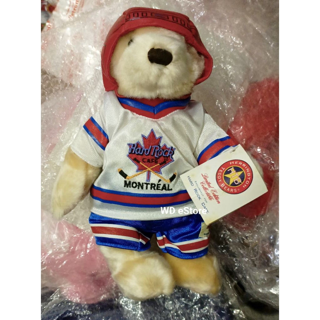 2003 Boneka Herrington Teddy Bear Merchandise Hard Rock Cafe Montreal Canada With Serial Number