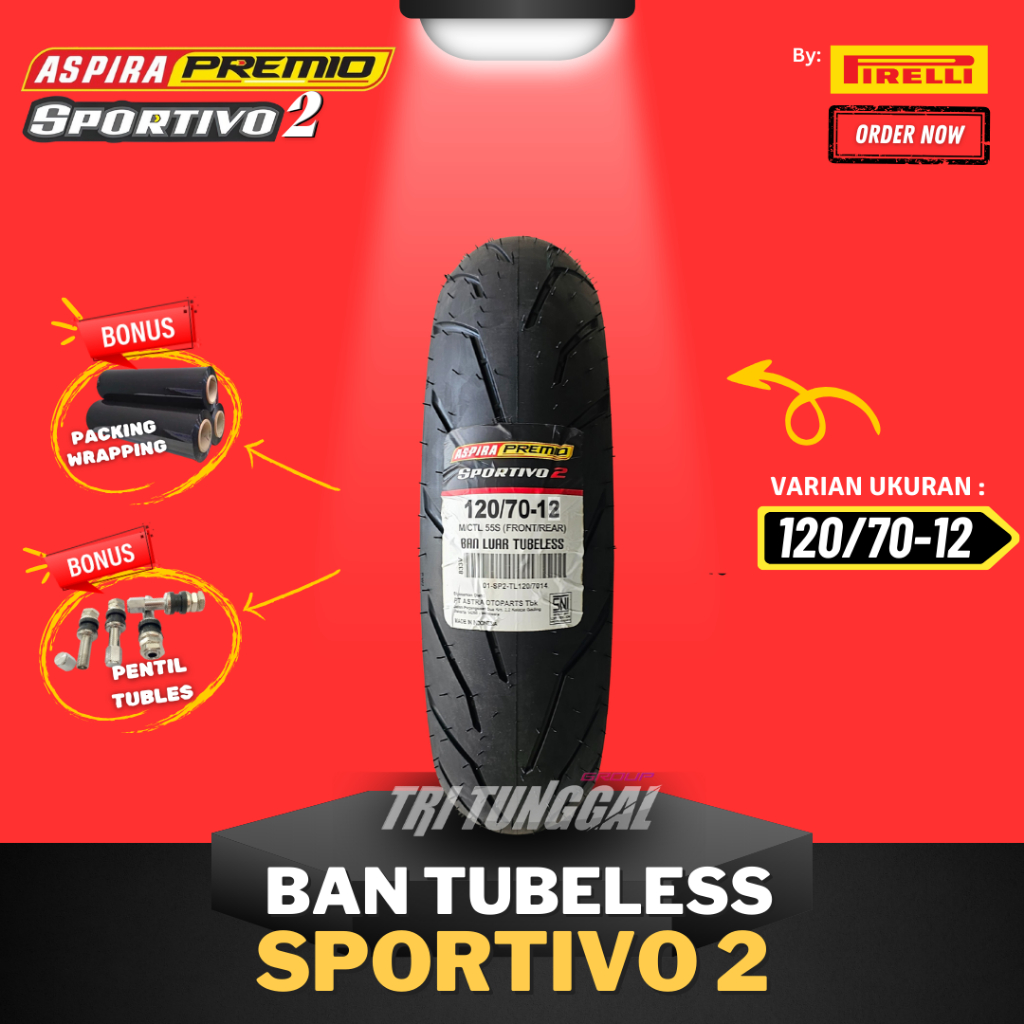 [READY COD] BAN ASPIRA PREMIO SPORTIVO 2 ( 120/70-12 ) TUBELESS MEDIUM SOFT COMPOUND RING 12 / BAN M