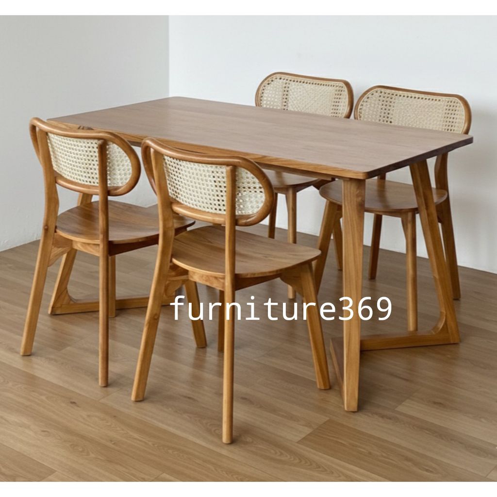 meja makan kayu jati 4 kursi minimalis, set meja makan kayu jati 4 kursi minimalis