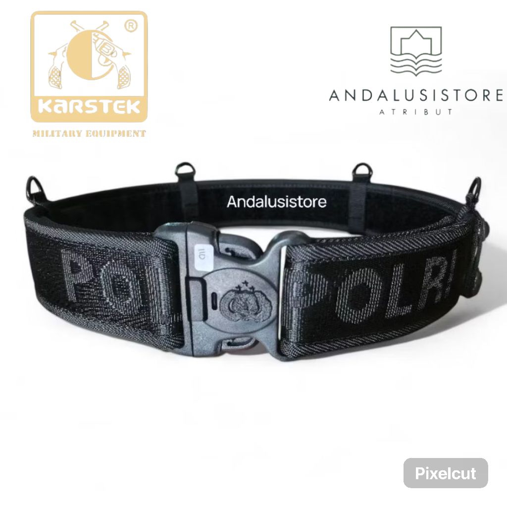 Sabuk/Kopel Pdl Polri - tulisan Polri Timbul - Merek Cv Karstek