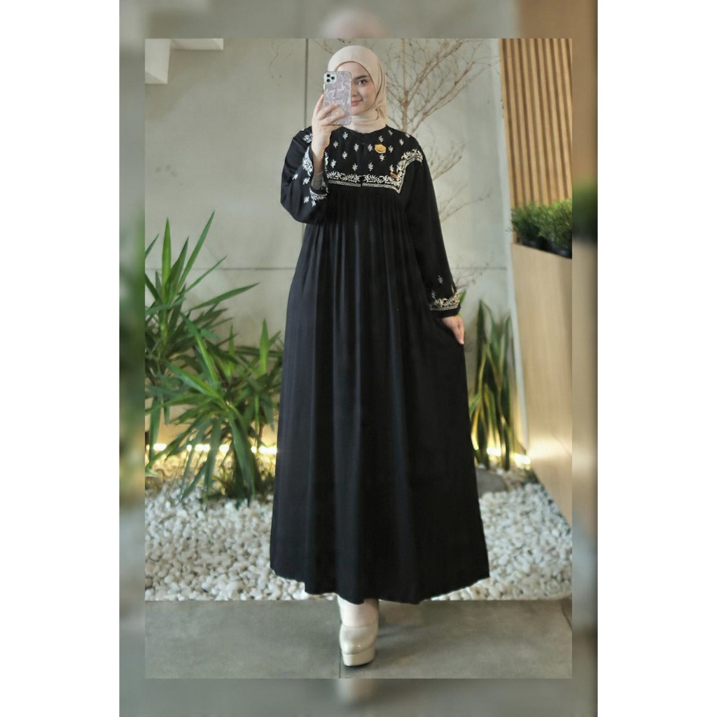 Gamis Aura Cantik Dress Wanita Bahan Rayon Twill