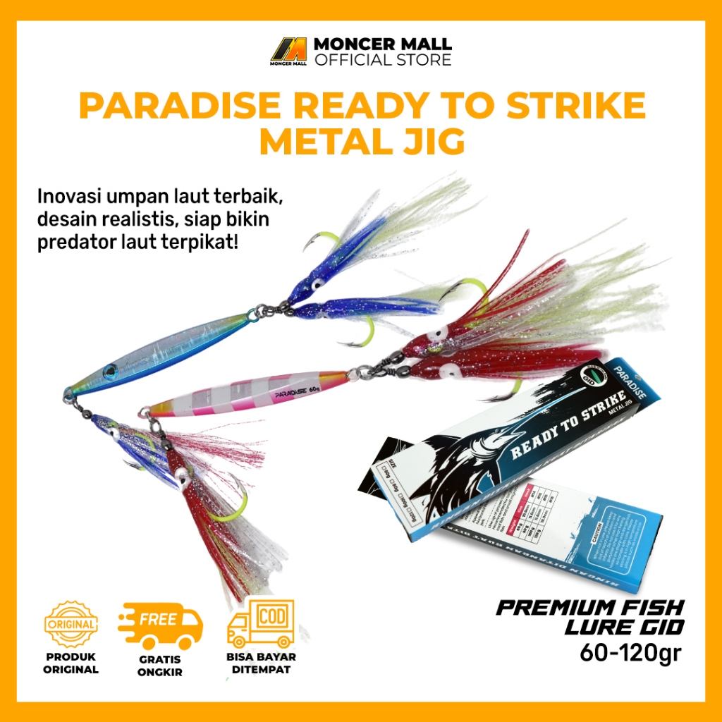 Paradise Ready To Strike Metal Jig Cumi Umpan Ikan Tiruan 60g 80g 100g 12g Double Ring Barbed Sharp 