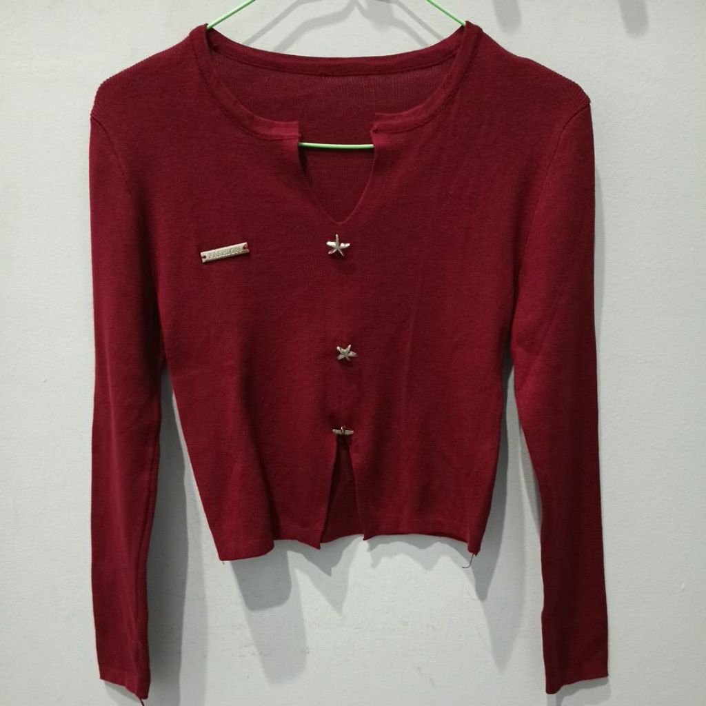 Baju Bangkok Import Premium Crop Top Kancing Depan Star