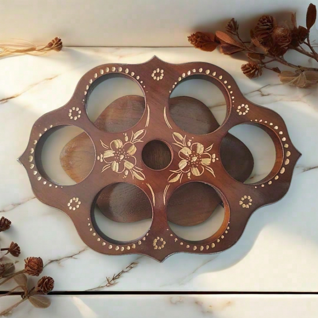 Wadah Aqua Gelas Kayu Jati Premium - Tray Air Mineral Meja Tamu Aesthetic Kecil