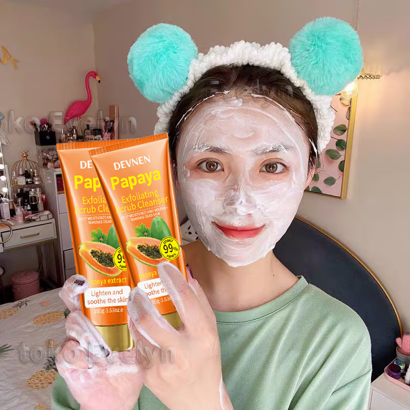 Pembersih DEVNEN Pepaya 100ML Sabun Papaya Facial Foam Brightening