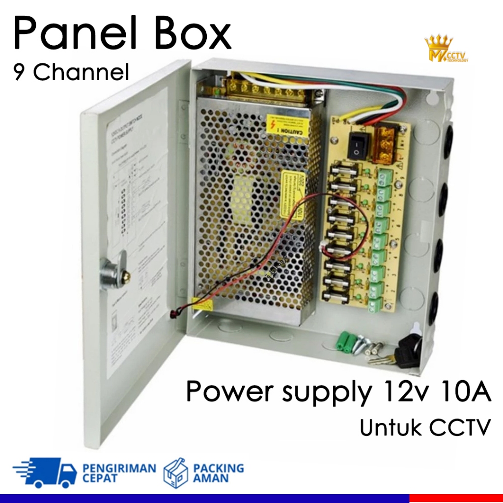 Box PSU Power supply CCTV 10A 12V 9 Channel Power Supply Murni 10 Ampere Cocok untuk CCTV bergaransi