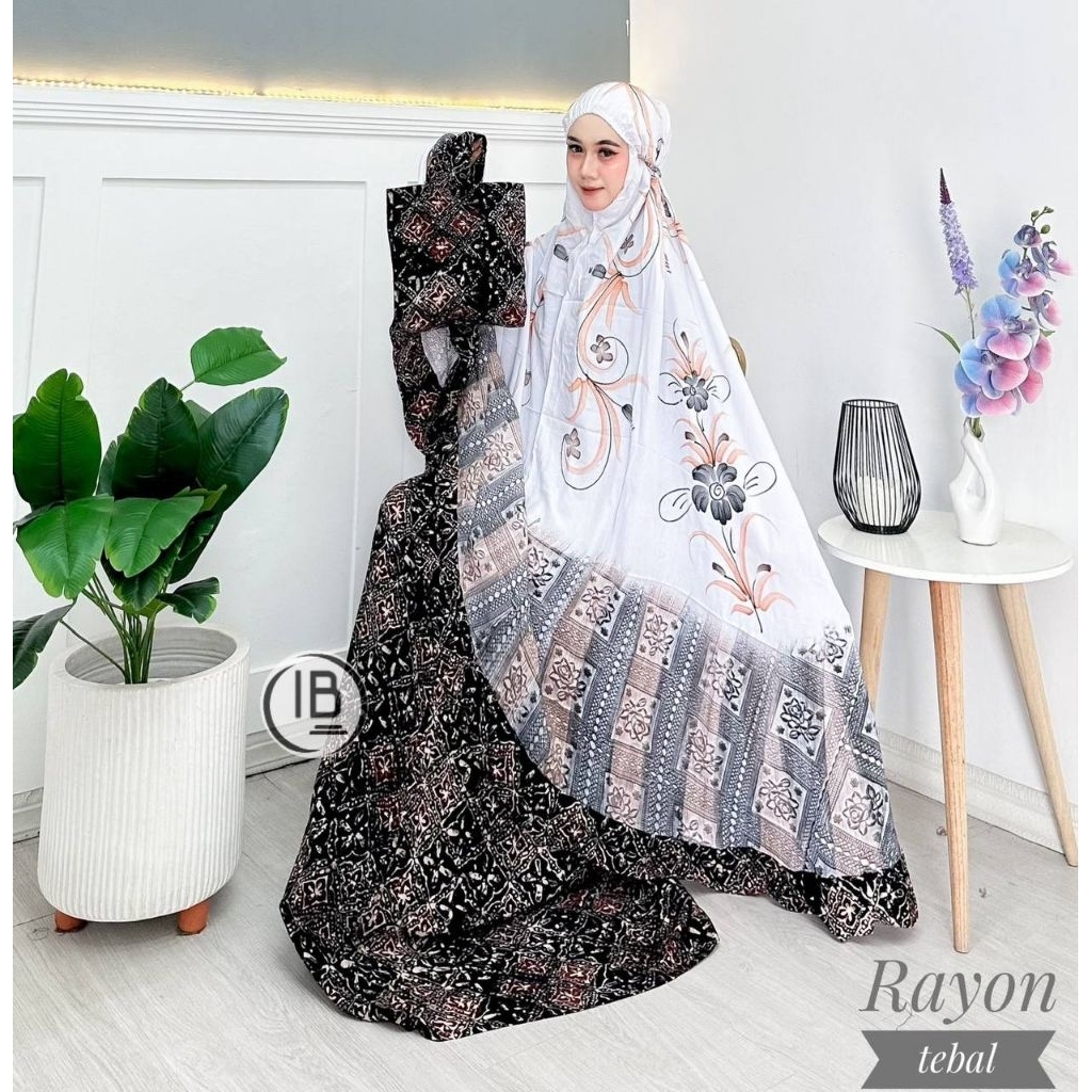 Mukena Batik Lukis JUMBO Putih Pekalongan Dewasa Mukena Murah Rayon