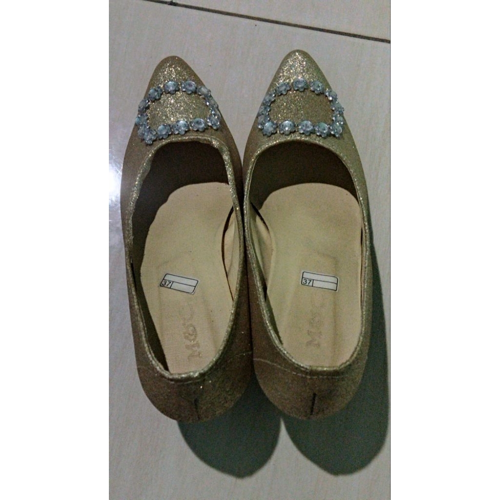 Heels sepatu gliter hak 5cm | preloved