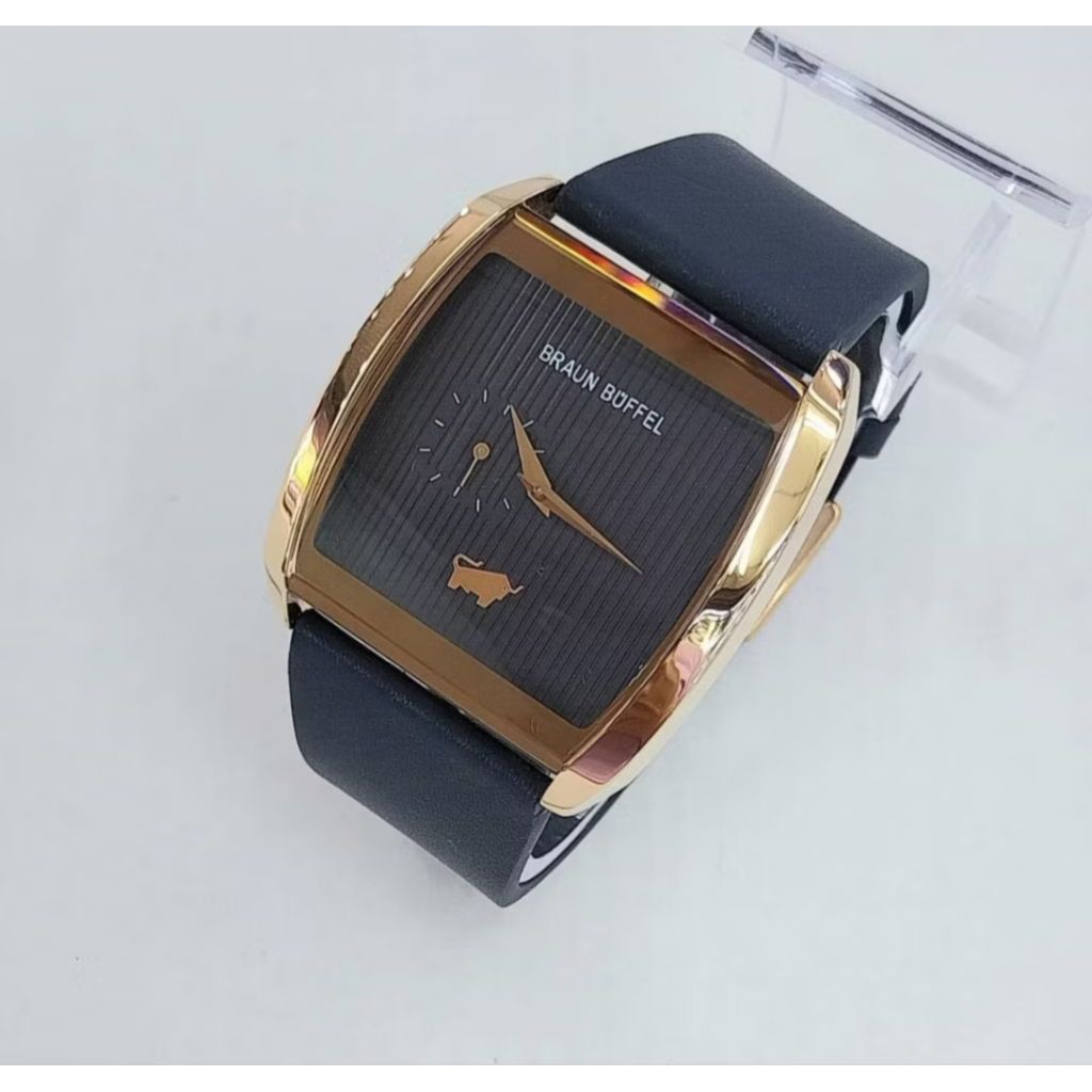 Jam Tangan Pria Braun Buffel Original Tali kulit Bahan stainless steelDetik samping onwater resistan