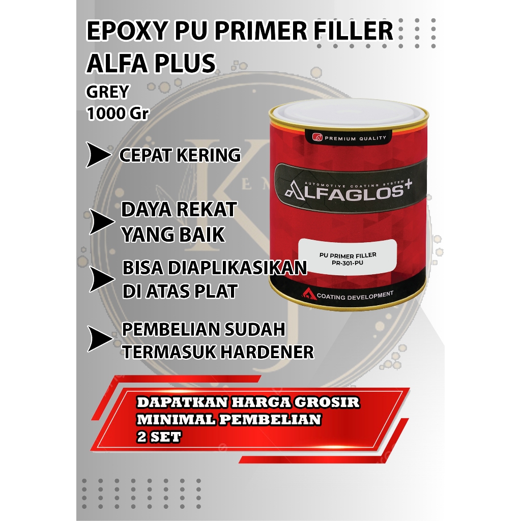 Epoxy Alfaglos+ PU Primer Filler Grey + Hardener 1KG