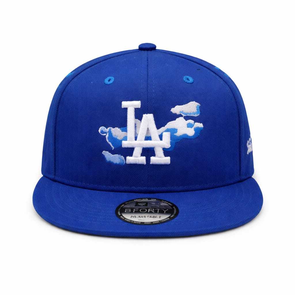 Topi Snapback LA Biru Bordir Logo Pria Wanita Adjustable
