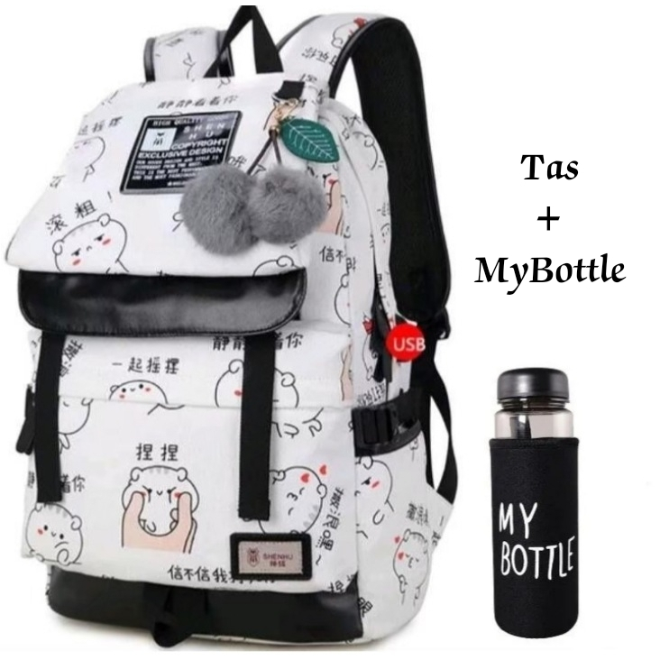 Tas Motif Jepang Tas Sekolah Anak Perempuan SD SMP Remaja Ukuran Jumbo - Tas Gendong Anak Cewek - Ba