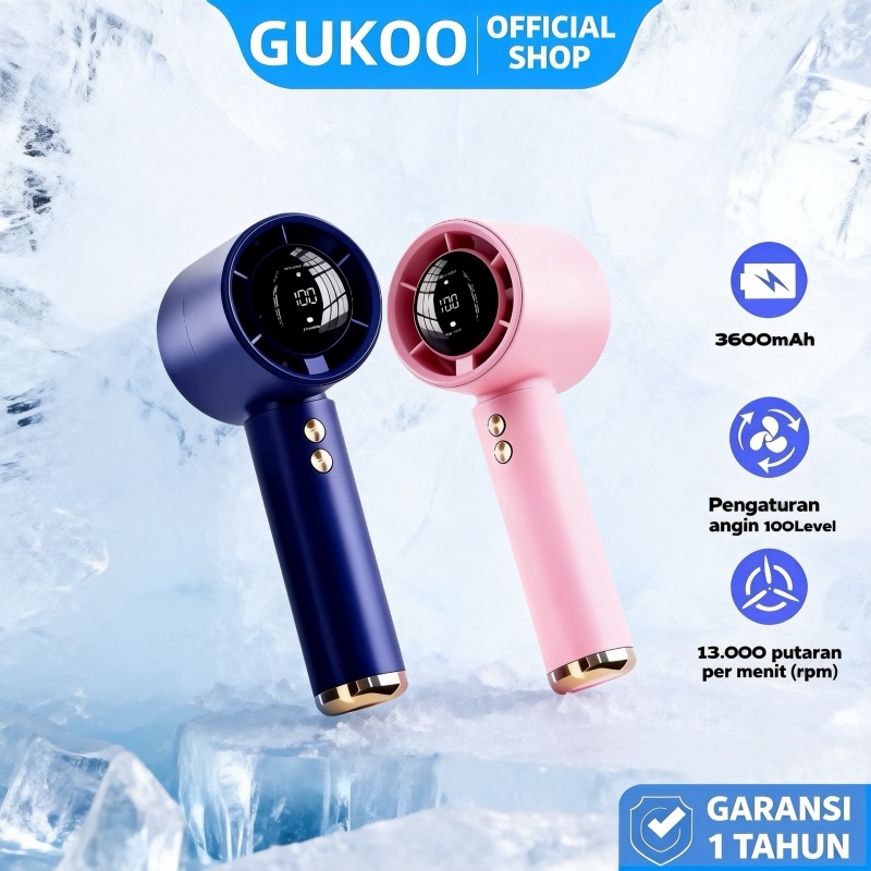 Gukoo Kipas Portable I Ribet Bisa Charge + Angin Super Kencang 13M