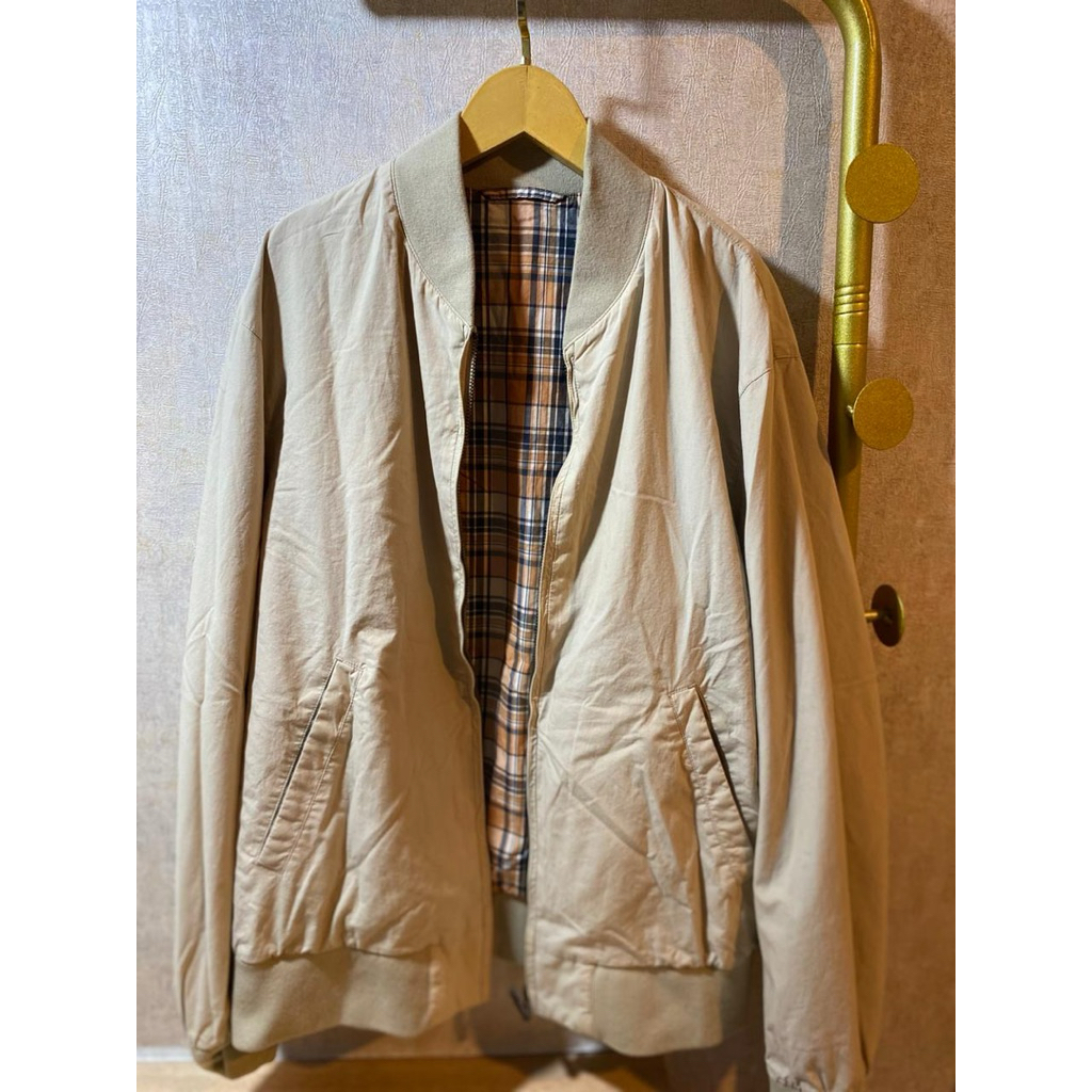 Jaket Vintage Uniqlo Men’s Jacket Cream Plaid Brown Bagus Mursh